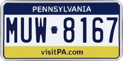 PA license plate MUW8167