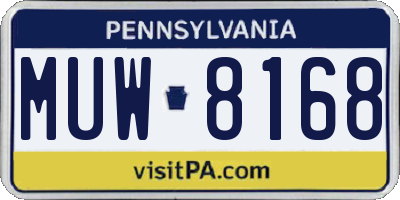 PA license plate MUW8168