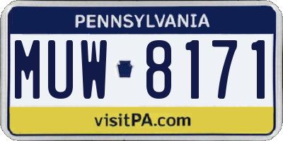 PA license plate MUW8171