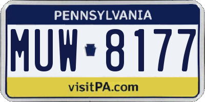 PA license plate MUW8177