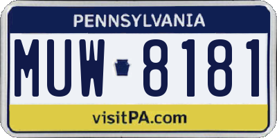PA license plate MUW8181