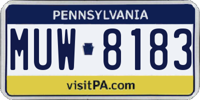 PA license plate MUW8183