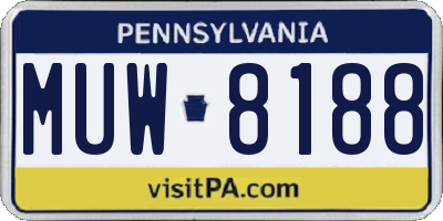 PA license plate MUW8188