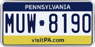 PA license plate MUW8190