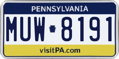 PA license plate MUW8191