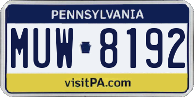 PA license plate MUW8192