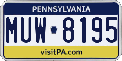 PA license plate MUW8195