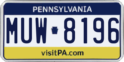 PA license plate MUW8196