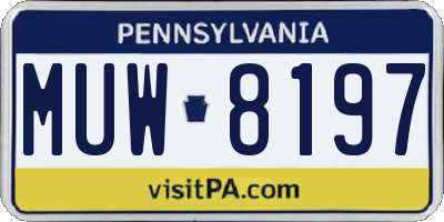 PA license plate MUW8197