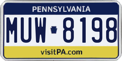 PA license plate MUW8198