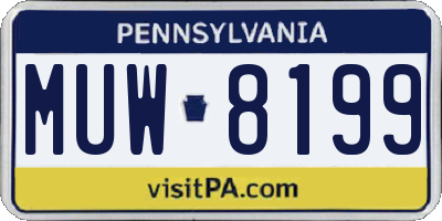 PA license plate MUW8199