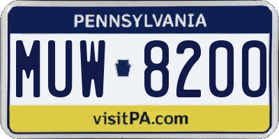 PA license plate MUW8200