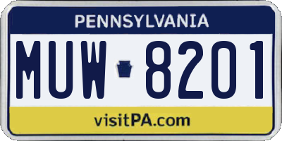 PA license plate MUW8201