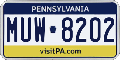 PA license plate MUW8202
