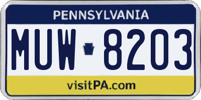 PA license plate MUW8203