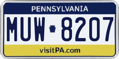 PA license plate MUW8207