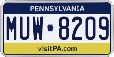 PA license plate MUW8209