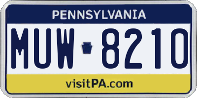 PA license plate MUW8210