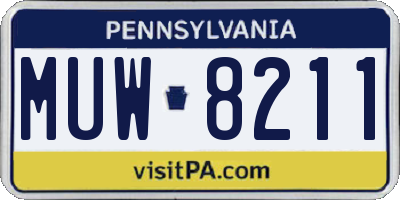 PA license plate MUW8211