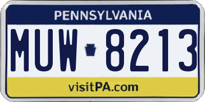 PA license plate MUW8213