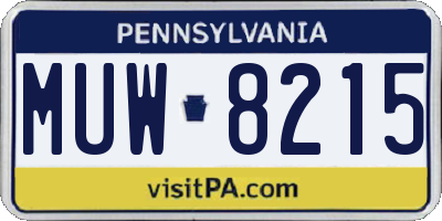 PA license plate MUW8215