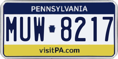 PA license plate MUW8217