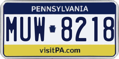 PA license plate MUW8218