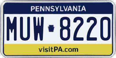 PA license plate MUW8220