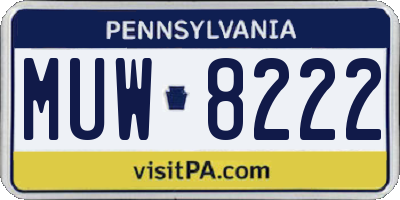 PA license plate MUW8222