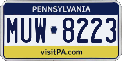 PA license plate MUW8223