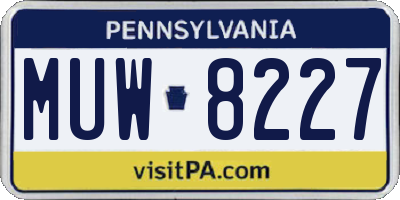 PA license plate MUW8227