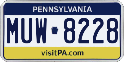 PA license plate MUW8228
