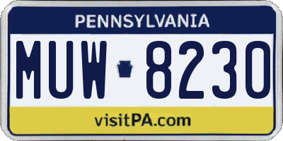 PA license plate MUW8230