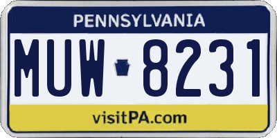 PA license plate MUW8231