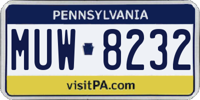 PA license plate MUW8232