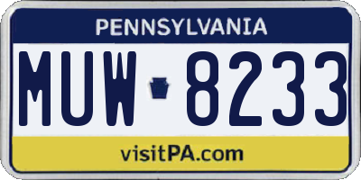 PA license plate MUW8233