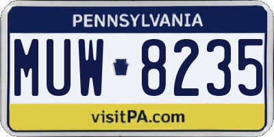 PA license plate MUW8235