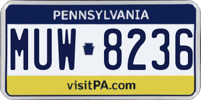 PA license plate MUW8236