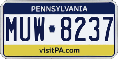 PA license plate MUW8237