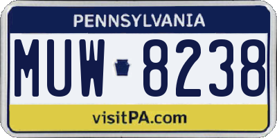 PA license plate MUW8238