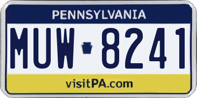 PA license plate MUW8241