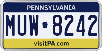 PA license plate MUW8242