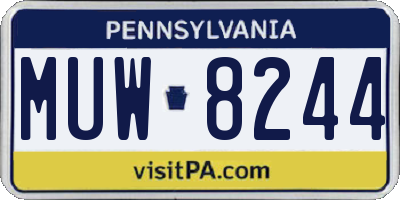 PA license plate MUW8244