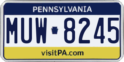 PA license plate MUW8245