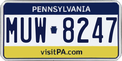 PA license plate MUW8247