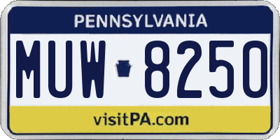 PA license plate MUW8250