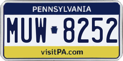 PA license plate MUW8252