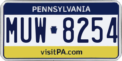 PA license plate MUW8254