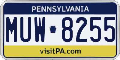 PA license plate MUW8255
