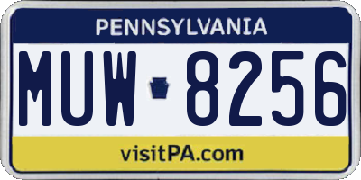 PA license plate MUW8256